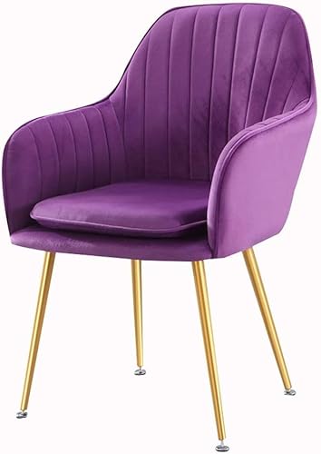 Widppsopt Esszimmerstuhl, Zimmermöbel, Küchen, Wohnzimmersessel mit Metallbeinen, Sitzfläche und Rückenlehne aus Samt (Farbe: Lila) von Widppsopt