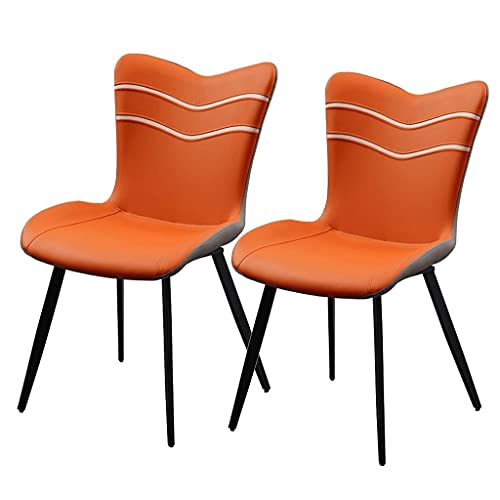 Widppsopt Esszimmerstuhl, Zimmermöbel, Küchenzimmer, 2er-Set, modern gepolsterte Wohnzimmerseiten mit weicher Tech-Ledersitzpolsterung und Beinen aus Kohlenstoffstahl (Orange) von Widppsopt