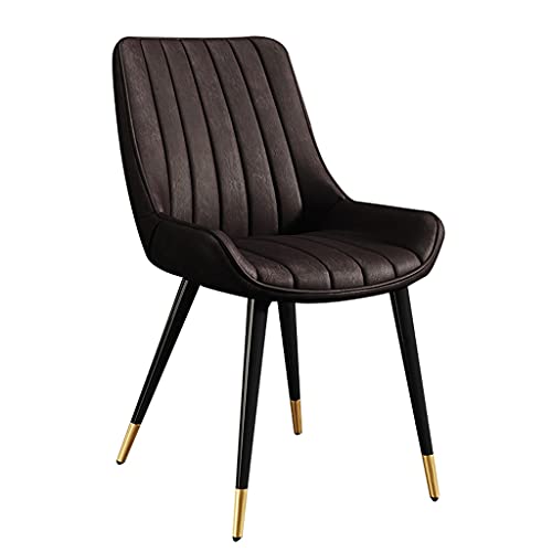 Widppsopt Esszimmerstuhl, Zimmermöbel, Moderne Wohnzimmerseiten mit weichem PU-Lederbezug, Sitzkissen und Metallbeinen, Lounge-Theken für Küche und Wohnzimmer (braun, schwarz, goldene Füße) von Widppsopt