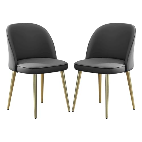 Widppsopt Esszimmerstuhl 2er-Set Pu-Leder 360° drehbar Freizeit Schmiedeeisen Küchen Modern von Widppsopt