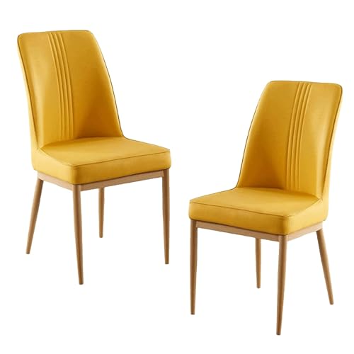 Widppsopt Esszimmerstuhl Ergonomisch Leder gepolstert 2er Set Mid Century Set Moderne Küchen Modern von Widppsopt