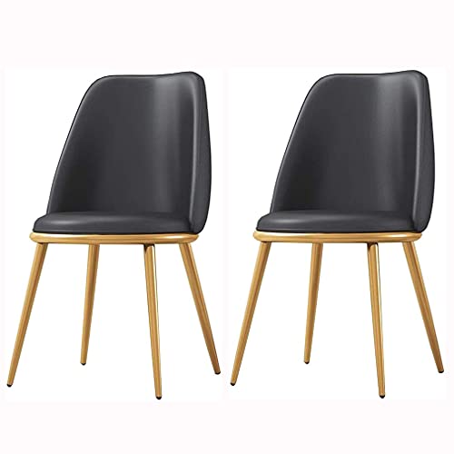 Widppsopt Esszimmerstuhl Kitchen, modernes 2er-Set, wasserfest, Lounge-Stühle aus PU-Leder mit galvanisierten Titan-Gold-Beinen, Küchen-/Wohnzimmertheken (schwarz) von Widppsopt