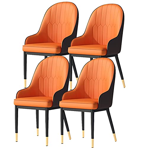 Widppsopt Esszimmerstuhl Kitchens, 4er-Set mit Matter PU-Leder-Rückenlehne, Moderne Wohnzimmer aus der Mitte des Jahrhunderts mit Metallbeinen (Orangebraun, goldene Füße) von Widppsopt