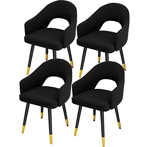 Widppsopt Esszimmerstuhl-Küchenset, 4er-Set, wasserdichte Lederküchen mit Beinen aus Kohlenstoffstahl, Moderne Wohnzimmersessel mit hoher Rückenlehne und gepolsterter weicher Sitzfläche (schwarz) von Widppsopt