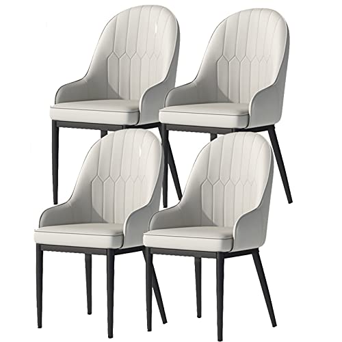 Widppsopt Esszimmerstuhl-Küchenset mit 4 Küchen mit Matter PU-Leder-Rückenlehne, Moderne Wohnzimmer aus der Mitte des Jahrhunderts mit Metallbeinen (grau, Schwarze Füße) von Widppsopt