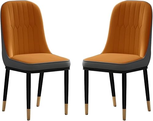 Widppsopt Esszimmerstuhl Modern Moderns, 2er-Set, wasserdichtes PU-Leder, hohe Rückenlehne, weicher Sitz, Wohnzimmer mit Metallbeinen an den Seiten (Orange) von Widppsopt