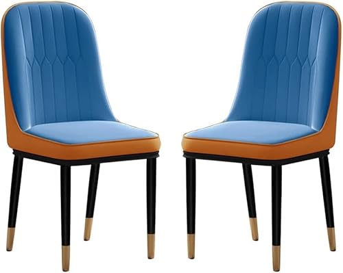 Widppsopt Esszimmerstuhl Modern Moderns, 2er-Set, wasserdichtes PU-Leder, hohe Rückenlehne, weicher Sitz, Wohnzimmer mit Metallbeinen an den Seiten (blau) von Widppsopt