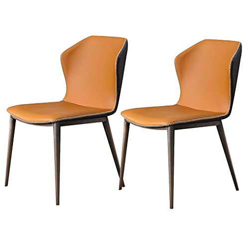 Widppsopt Esszimmerstuhl Moderns, 2er-Set, modernes Mikrofaserleder, hohe Rückenlehne, weicher Sitz, Wohnzimmerseite mit Füßen aus antikem Kupferimitat (Orange) von Widppsopt