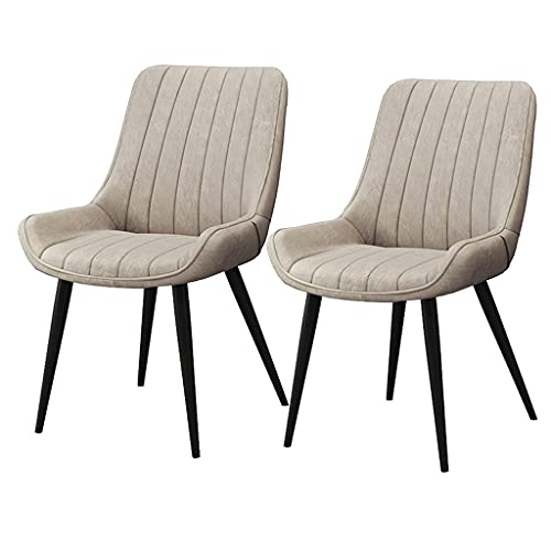 Widppsopt Esszimmerstuhl Moderns, 2er-Set für Küchen mit PU-Kissen, Sitzlehne, Moderne Mid-Century-Wohnzimmerseiten mit schwarzen Metallbeinen (Hellbeige) von Widppsopt