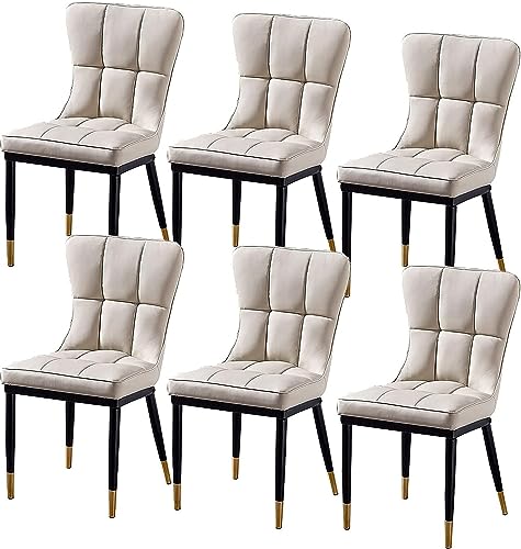 Widppsopt Esszimmerstuhl Moderns, 6er-Set, Moderne Seitenteile für Küche und Wohnzimmer mit PU-Kissen, Rückenlehne und Metallbeinen, für Küche, Wohnzimmer, Lounge-Theken (Beige) von Widppsopt