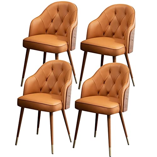 Widppsopt Esszimmerstuhl-Set, 4 Stück, modernes Mikrofaserleder, hohe Rückenlehne, gepolsterter weicher Sitz, seitlicher Akzent für das Wohnzimmer mit Metallbeinen aus Buchenholz (Orange) von Widppsopt