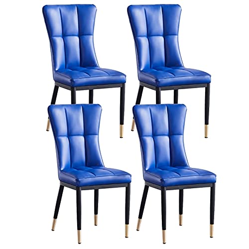 Widppsopt Esszimmerstuhl-Set, 4er-Set, Moderne Küchen- und Wohnzimmerstühle mit Sitzkissen aus weichem PU-Leder und Metallbeinen, Lounge-Theken (Saphirblau) von Widppsopt