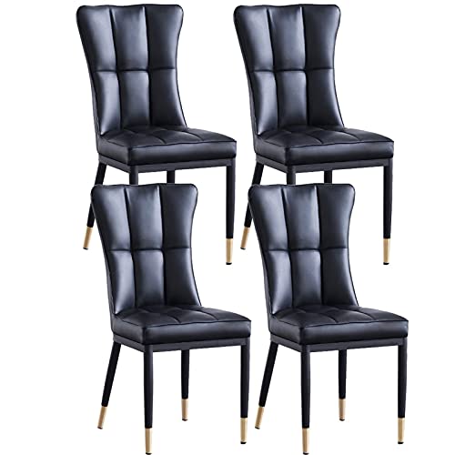 Widppsopt Esszimmerstuhl-Set, 4er-Set, modernes Küchen-/Wohnzimmermöbel, mit Sitzkissen aus weichem PU-Leder und Metallbeinen, Lounge-Theken (schwarz) von Widppsopt
