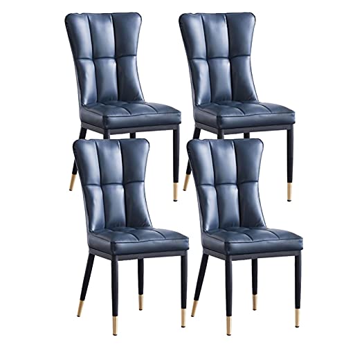 Widppsopt Esszimmerstuhl-Set, 4er-Set, modernes Küchen-/Wohnzimmermöbel mit Sitzkissen aus weichem PU-Leder und Metallbeinen, Lounge-Theken (blau) von Widppsopt