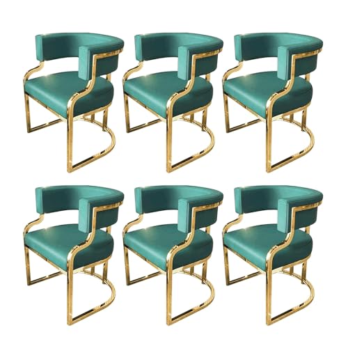 Widppsopt Esszimmerstuhl-Set mit 6 Stühlen, Lederpolsterung und goldenen Metallbeinen, Küchen, offene Rückenlehne, modern Widppsopt Esszimmerstuhl-Set mit 6 Stühlen, Lederpolsterung und goldenen Metallbeinen, Küchen, offene Rückenlehne, modern von Widppsopt