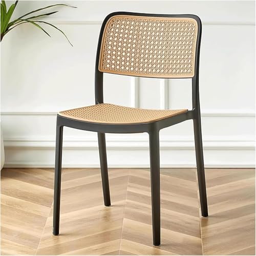 Widppsopt Esszimmerstuhl Stapelbar Rattan Rückenlehne Esszimmer Mid-Century Modern Küchen Atmungsaktiv Zimmer Modern von Widppsopt