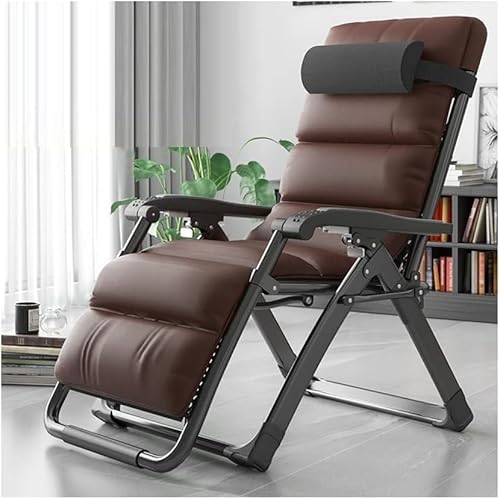 Widppsopt Gravity Lounge Chair Liegestühle mit Kissen und Massagearmlehne, klappbarer Outdoor-Liegestuhl für die Terrasse (braun + Kissen a) von Widppsopt