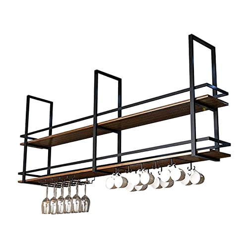 Widppsopt Hängende Wandregale aus Massivholz – Weinglashalter für die Decke – Wandmontierter Pflanzenständer aus Eisenkunst – Weinregal mit Geländer – Dekoratives Küchenregal mit 2 Ebenen – Schwarzes Widppsopt Hängende Wandregale aus Massivholz – Weinglashalter für die Decke – Wandmontierter Pflanzenständer aus Eisenkunst – Weinregal mit Geländer – Dekoratives Küchenregal mit 2 Ebenen – Schwarzes von Widppsopt