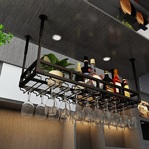 Widppsopt Hängendes Weinregal, Metall-Deckenhalterung, Weinflaschenregal, Weinaufbewahrung, Präsentationshalter, Stielgläserregal für Unterschrank, Küchenbar, höhenverstellbar, Schwarz (100 Widppsopt Hängendes Weinregal, Metall-Deckenhalterung, Weinflaschenregal, Weinaufbewahrung, Präsentationshalter, Stielgläserregal für Unterschrank, Küchenbar, höhenverstellbar, Schwarz (100 von Widppsopt
