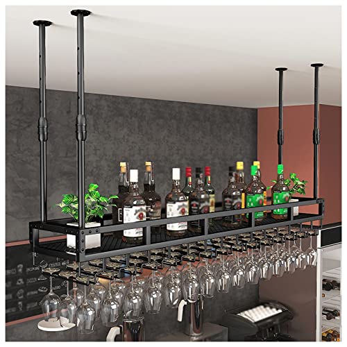 Widppsopt Industrielles Hänge-Weinregal mit Glashalter und Ablage, Höhen- und Breitenverstellbares Weinglasregal für die Deckenstange, einlagiges, an der Wand montiertes Weinglasregal aus Metall Widppsopt Industrielles Hänge-Weinregal mit Glashalter und Ablage, Höhen- und Breitenverstellbares Weinglasregal für die Deckenstange, einlagiges, an der Wand montiertes Weinglasregal aus Metall von Widppsopt