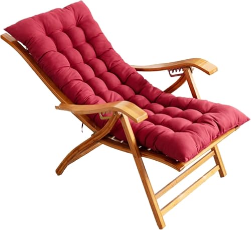 Widppsopt Klappbarer Liegestuhl, 5-Fach Verstellbarer Sonnenliegestuhl aus Holz für Garten/Terrasse/Balkon, (rot) von Widppsopt