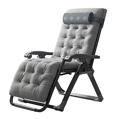 Widppsopt Klappbarer Liegestuhl, Outdoor Relaxer Recliner Sonnenliege Terrasse Garten Strand Camping mit abnehmbarem Baumwollpolster, mehrfach verstellbare Rückenlehne, Tragkraft 180 kg von Widppsopt