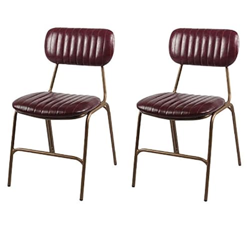 Widppsopt Moderne Esszimmerstühle, Esszimmerstühle aus Metall im Industriedesign, offene Rückenlehne, Leder, Esszimmerstühle ohne Armlehnen, Küchen-Esszimmerstühle, Wohnmöbel (2er-Set) – Bur von Widppsopt
