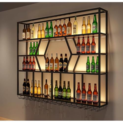 Widppsopt Schwebende Regale für die Bar, an der Wand montiertes Weinregal mit Weinglashalter, Weinlagerregal für die Präsentation in der Hausbar, Küche, Speisekammer, Weinglasregal (Größe: 100 x 20 x Widppsopt Schwebende Regale für die Bar, an der Wand montiertes Weinregal mit Weinglashalter, Weinlagerregal für die Präsentation in der Hausbar, Küche, Speisekammer, Weinglasregal (Größe: 100 x 20 x von Widppsopt