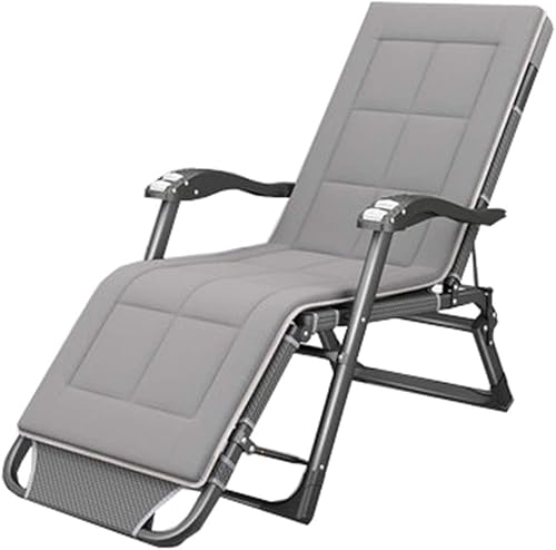 Widppsopt Übergroßer, gepolsterter Schwerkraftstuhl mit Armlehne, XXL-Klapp-Terrassen-Lounge-Liegestuhl für die Veranda im Freien, 300 kg Gewicht (grau) von Widppsopt