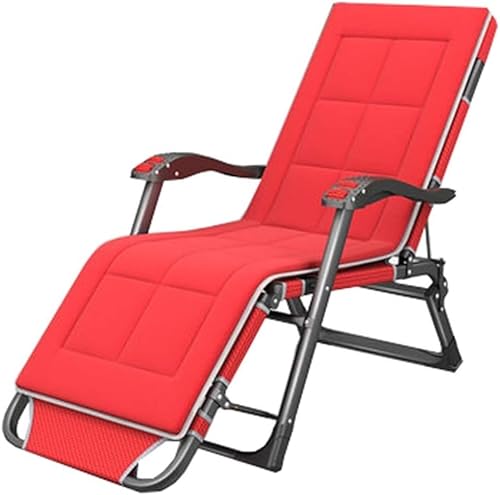 Widppsopt Übergroßer, gepolsterter Schwerkraftstuhl mit Armlehne, XXL-Klapp-Terrassen-Lounge-Liegestuhl für die Veranda im Freien, 300 kg Gewicht (rot) von Widppsopt