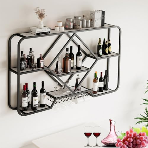 Widppsopt Weinregal, Wandmontierte Barregale mit Glas, Mini-Schnapsflaschen-Präsentationsregal, Schrank für Whisky, Küchenaufbewahrung, Zuhause, Esszimmer Widppsopt Weinregal, Wandmontierte Barregale mit Glas, Mini-Schnapsflaschen-Präsentationsregal, Schrank für Whisky, Küchenaufbewahrung, Zuhause, Esszimmer von Widppsopt