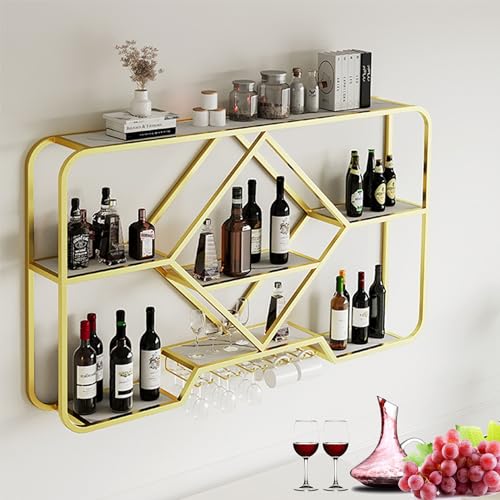 Widppsopt Weinregal, Wandmontierte Barregale mit Glas, Mini-Schnapsflaschen-Präsentationsregal, Schrank für Whisky, Küchenaufbewahrung, Zuhause, Esszimmer von Widppsopt