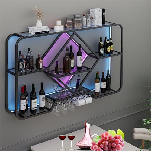Widppsopt Weinregal, Wandmontierte Barregale mit Glas, Mini-Schnapsflaschen-Präsentationsregal, Schrank für Whisky, Küchenaufbewahrung, Zuhause, Esszimmer Widppsopt Weinregal, Wandmontierte Barregale mit Glas, Mini-Schnapsflaschen-Präsentationsregal, Schrank für Whisky, Küchenaufbewahrung, Zuhause, Esszimmer von Widppsopt