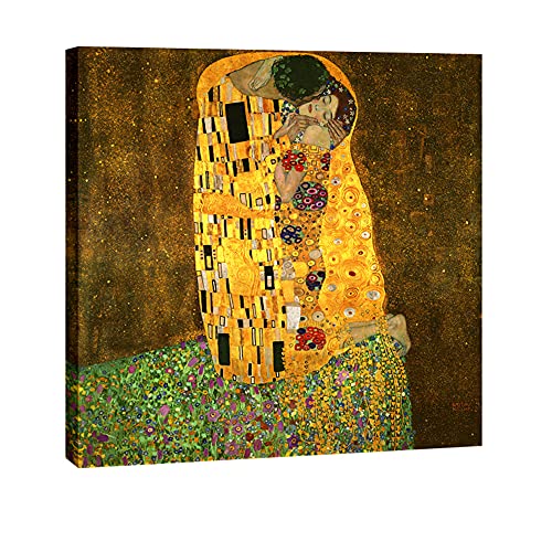 Wieco Art - Der Kuss von Gustav Klimt berühmte Ölgemälde, Reproduktionen, Galerie, verpackt, moderner Giclée-Leinwanddruck, Kunstwerk, Bilder auf Leinwand, Wandkunst für Wohnzimmer, Schlafzimmer, von Wieco Art