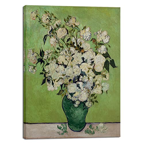 Wieco Art Eine Vase von Rosen, Leinwanddrucke, Wandkunst von Van Gogh, klassisches Kunstwerk, berühmte Ölgemälde, Heimdekoration, moderne verpackte Blumenbilder von Wieco Art