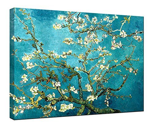 Wieco Art Giclée-Leinwanddruck Leinwandbild des Van Gogh ölgemäldes Mandelblüten, blau, 16x12inch (40x30cm) von Wieco Art