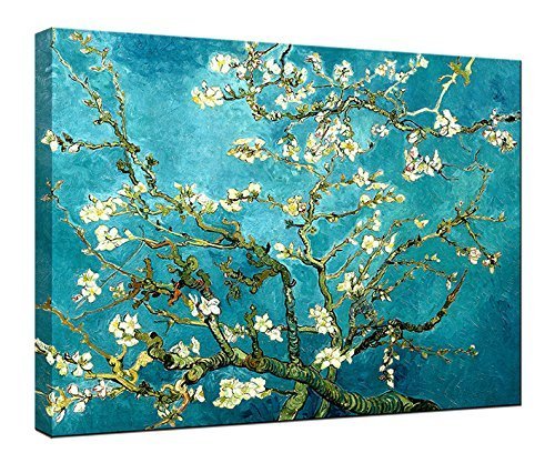 Wieco Art - Mandelblüte, moderner gerahmter Giclée-Leinwanddruck von Van Gogh, berühmte Ölgemälde, Reproduktion, Blumen, Bilder auf Leinwand, Wandkunst, fertig zum Aufhängen für Schlafzimmer, Heimdekoration von Wieco Art
