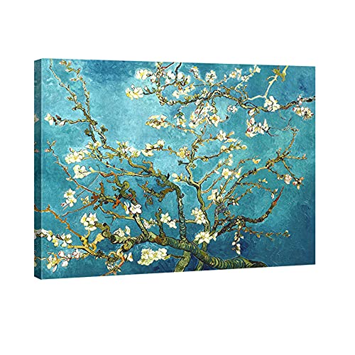 Wieco Art Giclée-Leinwanddruck Leinwandbild des Van Gogh ölgemäldes Mandelblüten, blau, 32x24inch (80x60cm) von Wieco Art