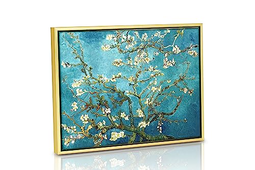 Wieco Art Goldramierte Leinwanddrucke mit Mandelblüte von Vincent Van Gogh Gemälde, Reproduktion, Wandkunst, Bilder für Heimbüro-Dekorationen von Wieco Art