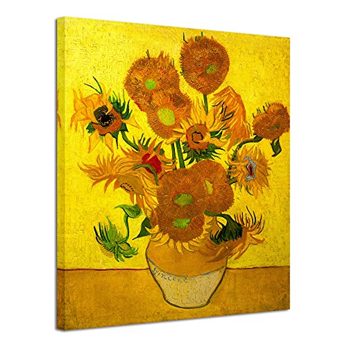 Wieco Art Große moderne abstrakte Blumen Giclée-Kunstdrucke auf Leinwand, Kunstwerk Vase mit fünfzehn Sonnenblumen von Van Gogh, Reproduktion Bilder auf Leinwand, Wandkunst für Heimdekoration von Wieco Art