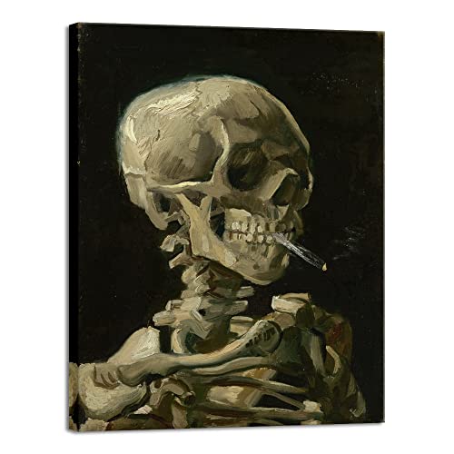 Wieco Art Großer Totenkopf eines Skeletts mit brennender Zigarette, 1886 von Vincent Van Gogh, Leinwandkunst für Heimdekoration und Wanddekoration, Postimpressionismus, Leinwanddrucke, Bilder, von Wieco Art