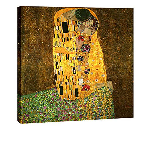 Wieco Art Gustav Klimt Ölgemälde, Reproduktionen auf Keilrahmen und gerahmt, modern, Giclée-Kunstwerk, Bilder auf Leinwand, Wandkunst, fertig zum Aufhängen, Heimdekoration, XL von Wieco Art