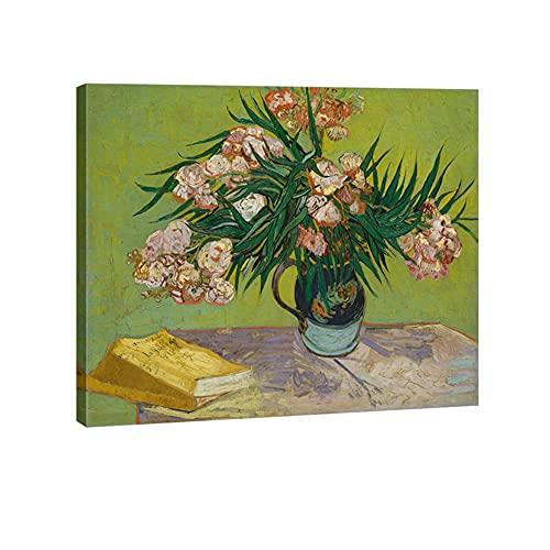 Wieco Art Oleanders 1888 Giclée-Leinwanddruck, Wandkunst von Van Gogh, florales Ölgemälde, Reproduktion für Heimdekorationen, modern, gespannt und gerahmt, HD, abstrakte Blumen, Bilder Kunstwerk von Wieco Art