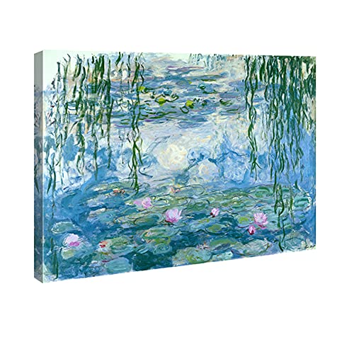 Wieco Art - Seerosen von Claude Monet Ölgemälde Blumen Reproduktion Giclée-Leinwanddrucke moderne Landschaft Kunstwerk Bild gedruckt auf Leinwand Wandkunst für Zuhause Büro Dekorationen von Wieco Art