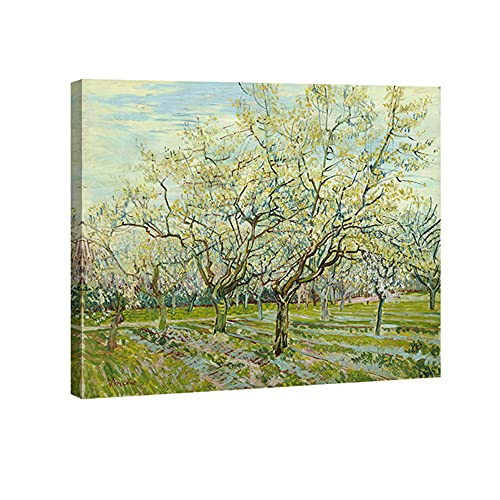 Wieco Art - The White Orchard von Van Gogh, berühmte Ölgemälde, Reproduktion, moderne gespannte und gerahmte Landschaftskunstwerke, grüne Bilder auf Leinwand, Wandkunst für Heimdekorationen von Wieco Art