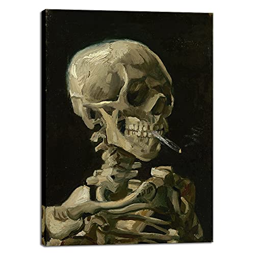 Wieco Art Vincent Van Gogh Leinwanddruck, Motiv: Totenkopf eines Skeletts mit brennender Zigarette, 1886 von Vincent Van Gogh, für Heimdekoration und Wanddekoration, Bilder, Kunstwerk von Wieco Art