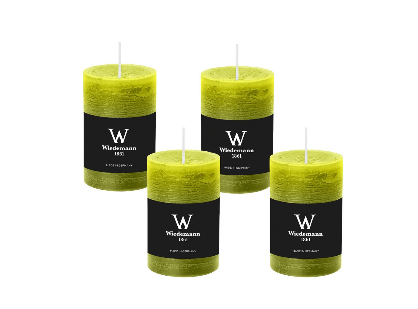 Wiedemann Kerzen Rustic-Kerze Rustik Marble Kerzen (durchgefärbt) Apfelgrün 130 x 68 mm, 4er Set von Wiedemann Kerzen