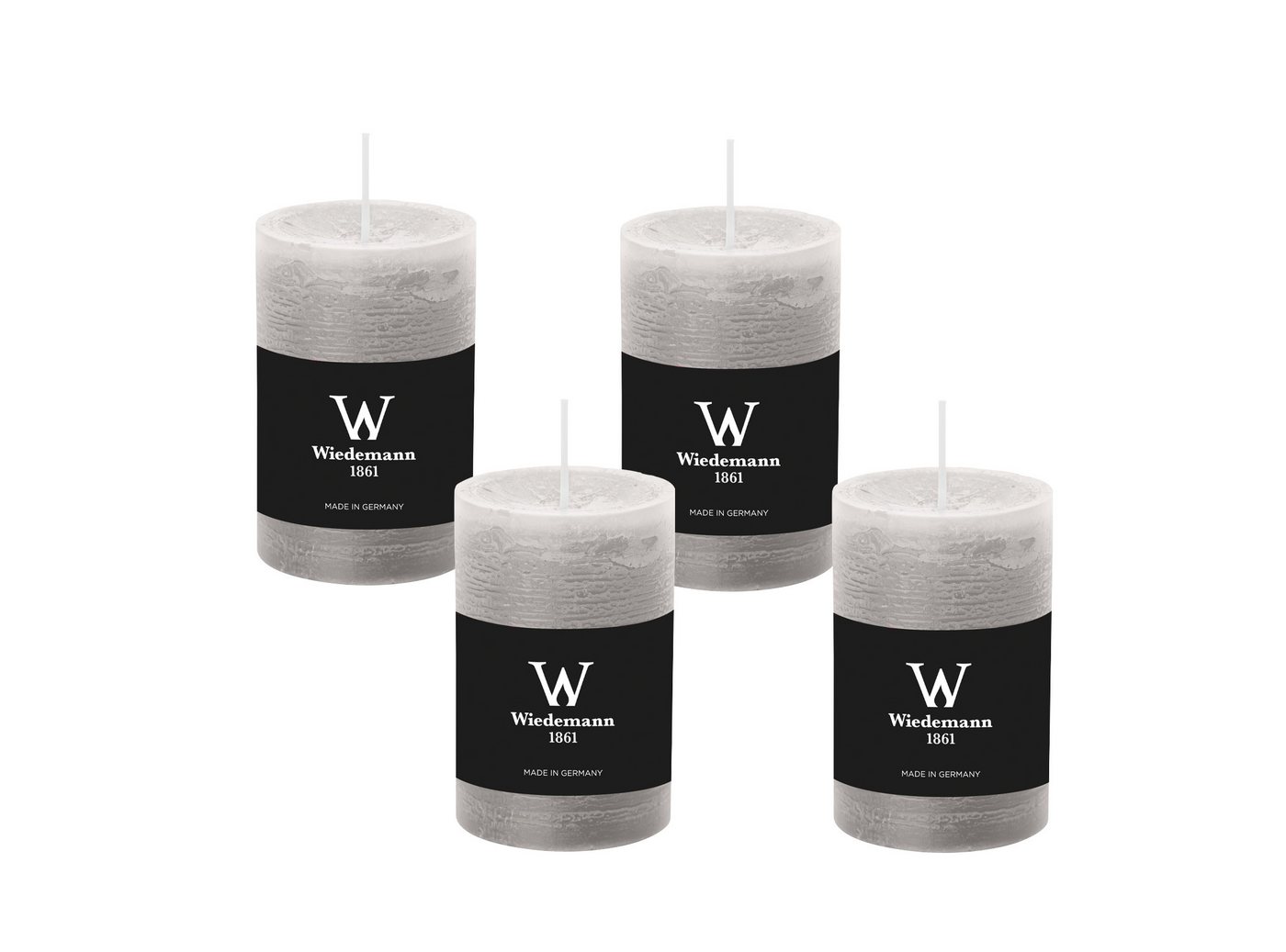 Wiedemann Kerzen Rustic-Kerze Rustik Marble Kerzen (durchgefärbt) Betongrau 100 x 68 mm, 4er Set von Wiedemann Kerzen