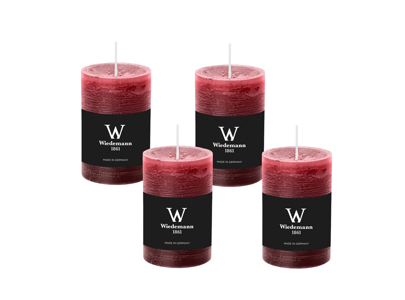 Wiedemann Kerzen Rustic-Kerze Rustik Marble Kerzen (durchgefärbt) Bordeaux 190 x 100 mm, 4er Set von Wiedemann Kerzen