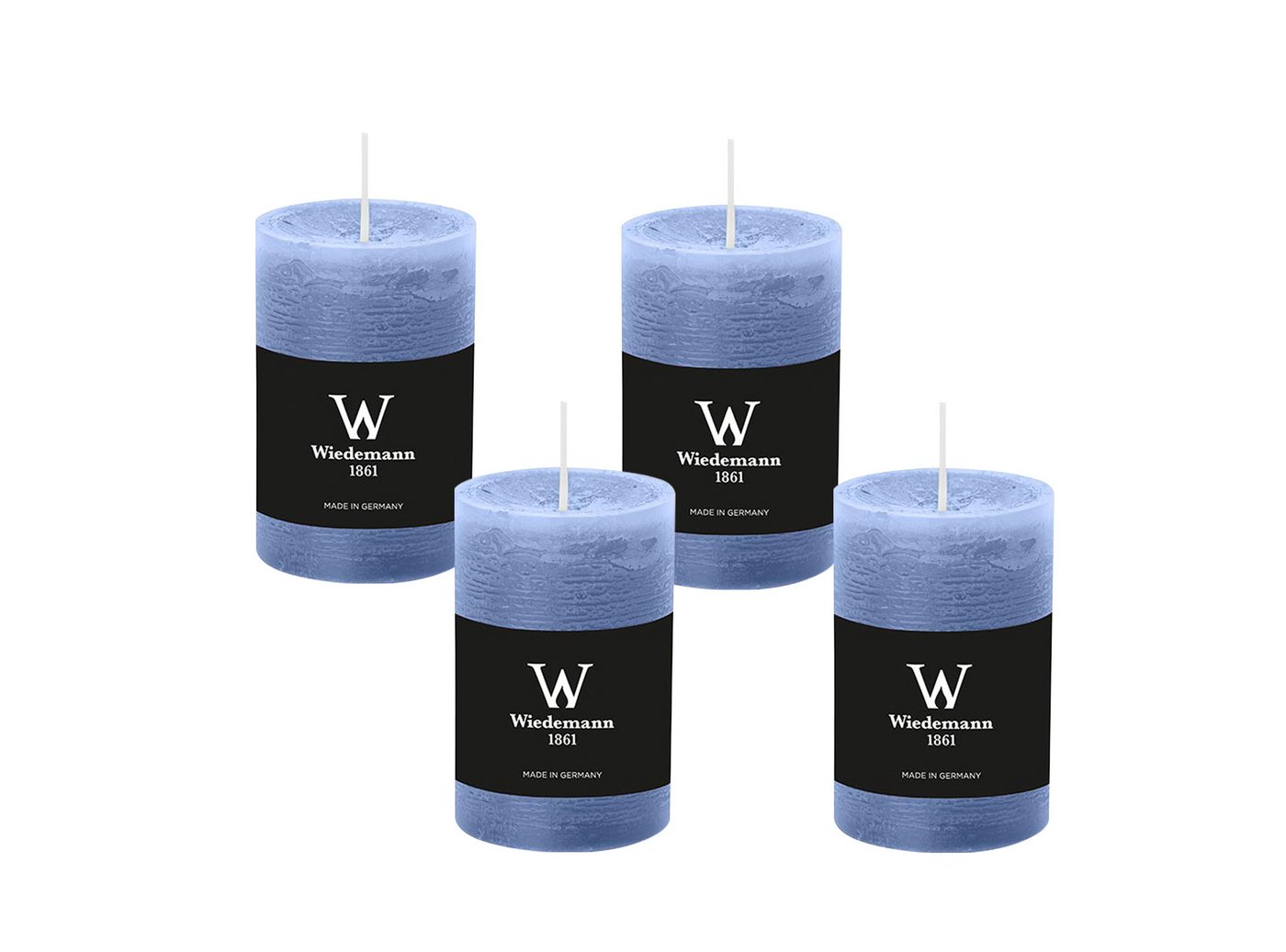 Wiedemann Kerzen Rustic-Kerze Rustik Marble Kerzen (durchgefärbt) Grau-Blau 130 x 78 mm, 4er Set von Wiedemann Kerzen